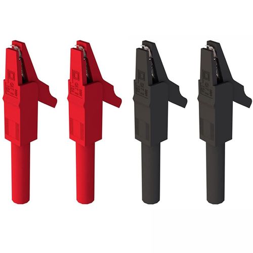 4 Pièces Pince crocodile,pince crocodile en cuivre avec botte en plastique de protection complète pour fiche banane mâle 4 mm