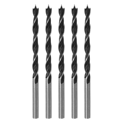 Lot de 5 forets hélicoïdaux à pointe ronde en acier de 4 mm de diamètre pour menuisier,travail du bois,plastique,caoutchouc