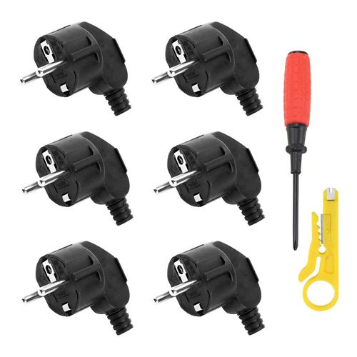 16A Prise Electrique Male 6 Pièces Fiche Electrique 250V Prise Male IP20 Prise Schuko Mâle Blanche Peut être Utilisé pour Les Câbles de 8 à 10 mm Fiche Noir