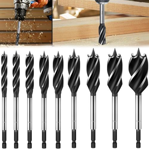 Ensemble de 9 Forets HélicoÏdaux,Mèches Hélicoïdale Set Accessories Professional pour Bois,Accessoires pour Perforateurs 10,12,14,16,18,20,22,25,32mm avec Étui en Plastique