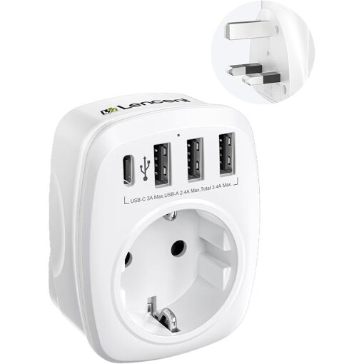 Adaptateur Prise Anglaise UK Angleterre France Adaptateur de Voyage...