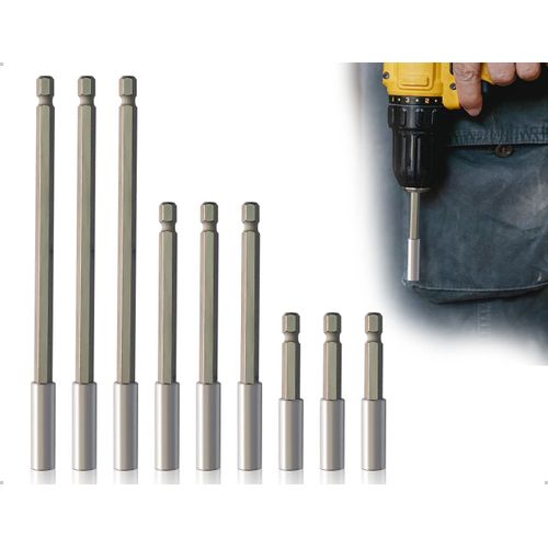 Lot de 9 extensions de perceuse magnétiques,support de tige d'extension de perceuse pour clé à chocs électrique (50 mm/100 mm/150 mm)