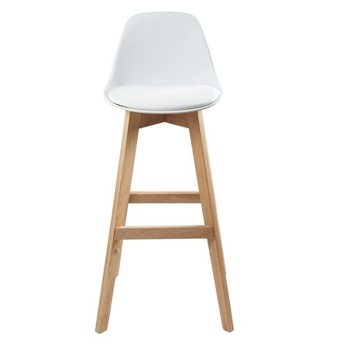 Chaise De Bar Style Scandinave Blanche Et Chêne H81