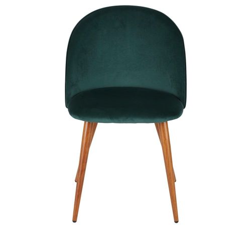 Chaise Vintage En Velours Recyclé Vert Foncé Et Acier Imitation Chêne Foncé