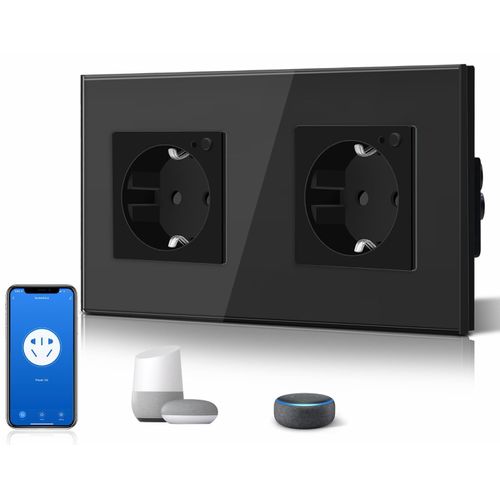 Bseed Interrupteur à distance en verre avec commande vocale Alexa Google Home IFTTT pour maison et bureau,noir