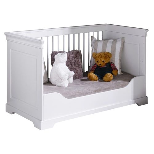 Lit Bébé Évolutif Bois Massif Blanc 70x140 Cm