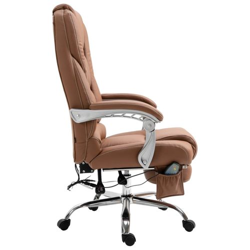 Chaise De Bureau Avec Massant En Pvc Et Synthetique Marron Clair