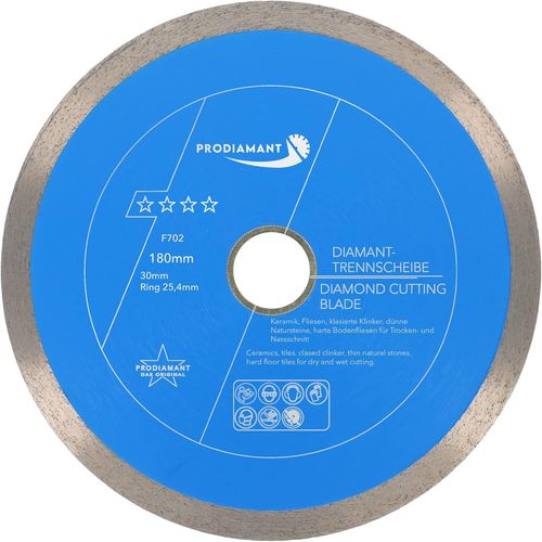 Disque à tronçonner diamanté Carrelage professionnel 180 mm x 30/25,4 mm F702 ProRim pas d'éclats pour les carreaux émaillés Grès cérame et pierre naturelle
