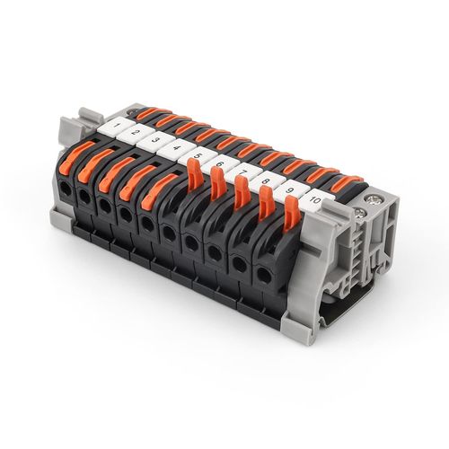 Bornier Rail Din,10 Borniers Électriques 0,08-4 mm² avec Rail Din 10cm,Connecteur Électrique à Connexion Rapide pour Ingénierie Électrique et Projets de Bricolage (Noir)