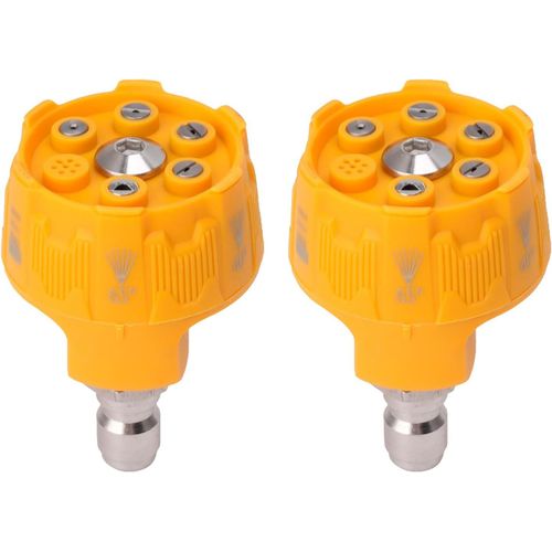 Buse de Pulvérisation pour Nettoyeur Haute Pression,6 en 1 Multifonction Réglable Buse de Lavage électrique Interface de Prise 1/4 Pointe de Connexion (Jaune*2)