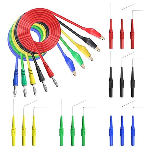 20 Pièces Kit de sonde arrière,15 broches de sonde arrière 30 V avec 3 configurations,5 câbles de test fiche banane 4 mm vers pince crocodile (1 m/3,28')