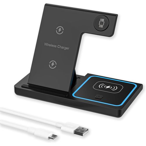 Chargeur Sans Fil Pliable,Chargeur À Induction Pliable 3 En 1,Chargeur Sans Fil Rapide Pour Iphone 16/15/14/13/12/11 Series,Iwatch 7/6/5/4/3/2/Se,Pour Airpods 2/3/Pro (Noir)