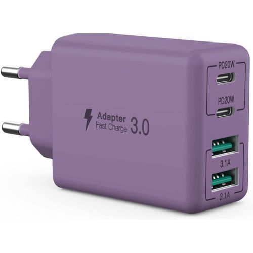 Usb C Chargeur,40w 4 Ports Usb C Bloc De Charge Rapide Dual Port Pd+Qc Multiport Type C Chargeur Compatible Avec Iphone 11/12/13/14/15/Pro Max/Xs/Xr/8/7/Samsung Téléphone/Tablette.[F41]