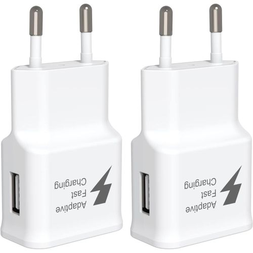 Samsung15w Chargeur Rapide Prise Usb [2-Pack] Pour Samsung Galaxy S22,S21,S20,S10,S10e,S9,S8,S7,S6,Edge/Plus/Active/A13/A14/A53 5g/Note 5/8/9/10/20 Et Autres Appareils De Charge Rapide(Blanc)