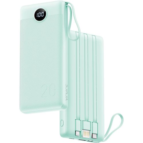 Batterie Externe 20000mah Power Bank Usb C 20w Avec Câbles Et Led Display Batterie Portable 4 Sorties Compatible Avec Iphone,Huawei,Samsung Téléphone Tablet (Vert)