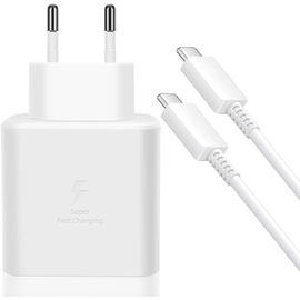 Chargeur 45w Super Charge Rapide Pour Samsung Galaxy S25 Ultra,S24+,S24 Ultra,S23+,S23 Ultra,S22,A54,Z Fold5,Flip5,Fold6,Flip6,Tab S10 S9 S8 Ultra,Prise Secteur Usb C Adapteur Avec 5a Câble (Blanc)
