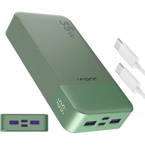 J2651 Batteries Externes 35w 20000mah Usb C In & Out Power Bank,Pack De Batterie Avec Qc4.0+Pd3.0 35w Chargement À Haute Vitesse Pour Oreillette Bluetooth,Téléphone Portable,Tablette (Vert)