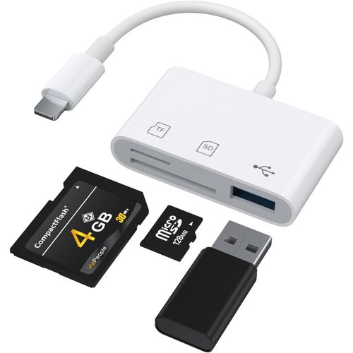 Lecteur de carte SD pour iPhone iPad,adaptateur Lightning 3 en 1 vers carte micro SD/SD,adaptateur de lecteur de carte mémoire,visionneuse de carte d'appareil photo avec emplacements pour cartes SD