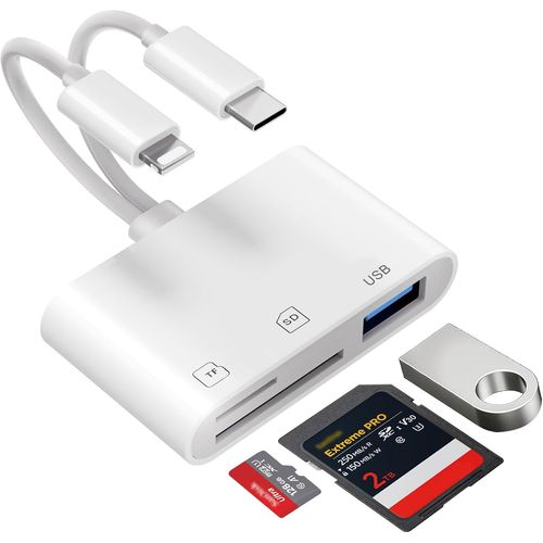Lecteur de carte SD USB C pour iPhone iPad,lecteur de carte SD 3 en 2 avec SD/MicroSD/USB3.0 3 emplacements,adaptateur USB C OTG,lecteur de carte mémoire,lecteur de carte