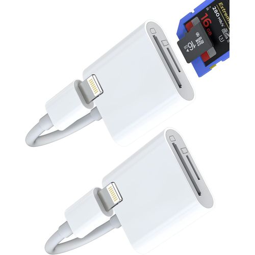 Lot de 2 adaptateurs Lightning vers Micro SD TF lecteur de cartes flash 2 en 1 pour appareil photo Apple iPhone 11 12 13 14 Pro Max X XS XR SE 7 8 Plus pour iPad Air Mini Compact Photo Photographie