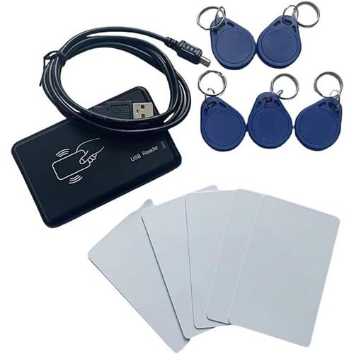 Lecteur de capteur USB Smart IC Card 14443A sans contact avec interface USB,5 cartes + 5 porte-clés RFID 13,56 MHz,proximité sans contact Windows 2000/XP/Win 7/Win 10/Vista/Android