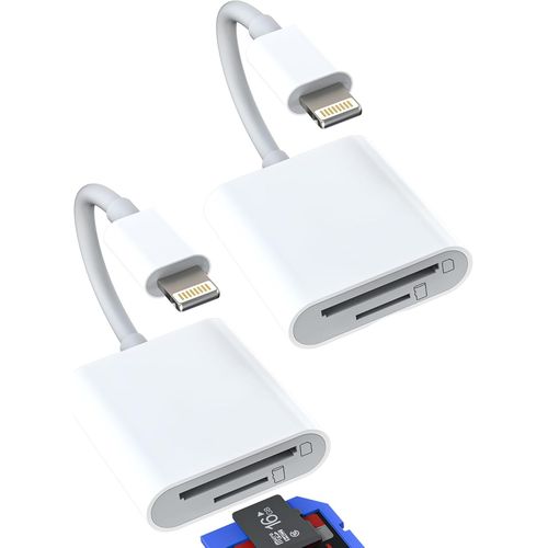 Adaptateur Lightning vers Lecteur de Cartes Micro SD (2 Pack) pour Apple pour iPhone 14 13 12 11 Pro Max 7 8 Plus pour iPad Air Accessoires Lecteur Compact Flash Câble Connecteur Memory Stick