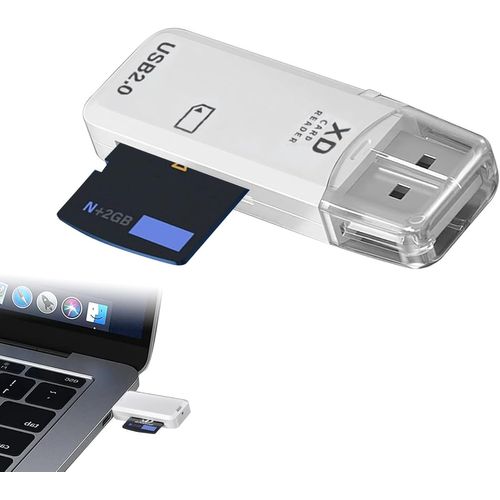 Lecteur de cartes XD USB 2.0 XD pour appareils photo Sony Fuji Olympus Lecteur de carte mémoire Adaptateur jusqu'à 480 Mos Lecteur de cartes photo facile à lire Compatible avec ordinateur portable,PC