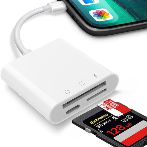 [Apple MFi Certified] Lecteur de Carte SD pour iPhone iPad,Adaptateur Lightning vers Carte SD pour Micro SD/SD/Charging,Adaptateur de Carte mémoire Photographie pour iPhone 14 13 XS XR X