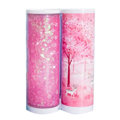 Trousse A Crayons Verticale Style Dessin Anime, Motif Sable Flottant, Disque Aspirant, Largement Utilisee, Etui A Stylos Debout Pour Papeterie, Foret De Sakura