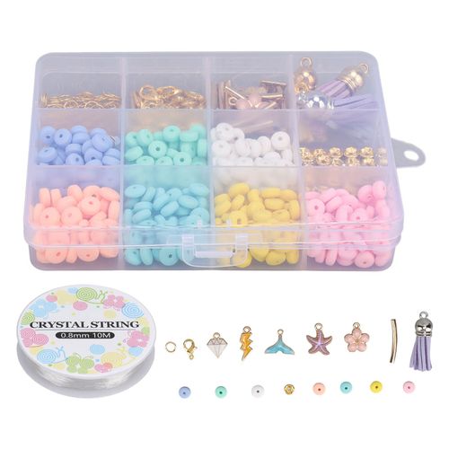 Kit De Perles En Argile Souple Avec Couronne De Fleurs Ronde A Quatre Cotes, Combinaisons De Bricolage, Perles En Argile Souple Colorees Et Mignonnes