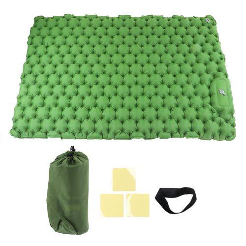 Matelas de camping vert olive, matelas de camping ergonomique et gonflable de 180 cm, matelas de camping en nylon impermeable pour l'exterieur