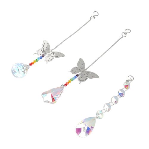 Lot de 3 attrape-soleil en cristal colore, en acrylique durable, en metal, belles couleurs, a suspendre, pour fenetre, bureau, maison