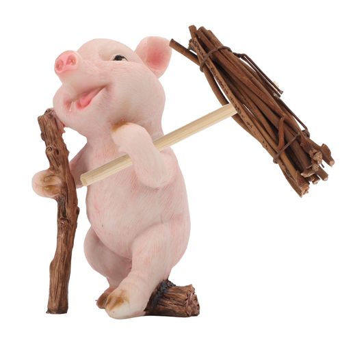 Statue de cochon en resine, materiaux textures, exquis, mignon, ornement de cochon pour etagere, bureau, fenetre, patio, decoration