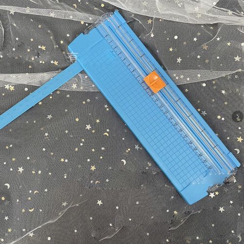 Coupe-papier, petit, pliable, transparent, sans bavures, en acier au carbone, pour scrapbooking, bleu