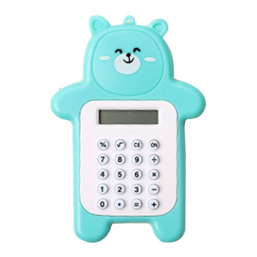 Calculatrice ours mignon, mini calculatrice portable de dessin anime, affichage LED a 8 chiffres, calculatrice de bureau pour filles, cadeau pour etudiantes, cyan