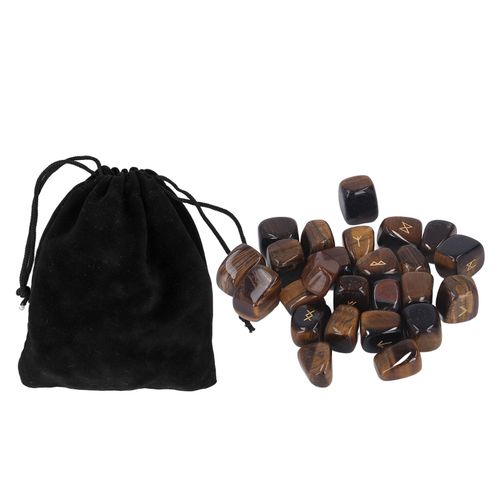 Lot De 25 Runes Naturelles Gravees, Alphabet, Runes Anciennes, Esprit Paisible, Cristal Pour Divination, Meditation, Oil De Tigre