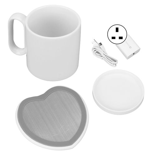 Chauffe-cafe electrique en forme de cour, 2 reglages de temperature constante, chauffe-tasse avec tasse pour the, lait, casque telephonique, prise britannique 110-220 V