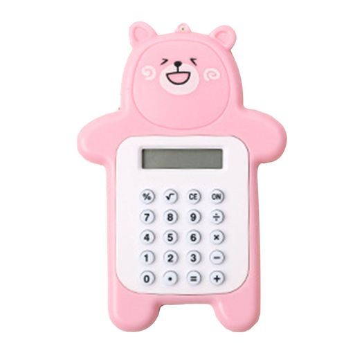 Calculatrice ours mignon, mini calculatrice portable de dessin anime, affichage LED a 8 chiffres, calculatrice de bureau pour filles, cadeau pour etudiantes, rose