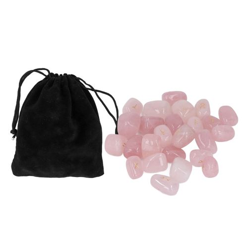 Lot De 25 Runes Naturelles Gravees, Alphabet, Runes Anciennes, Esprit Paisible, Cristal Pour Divination, Meditation, Quartz Rose