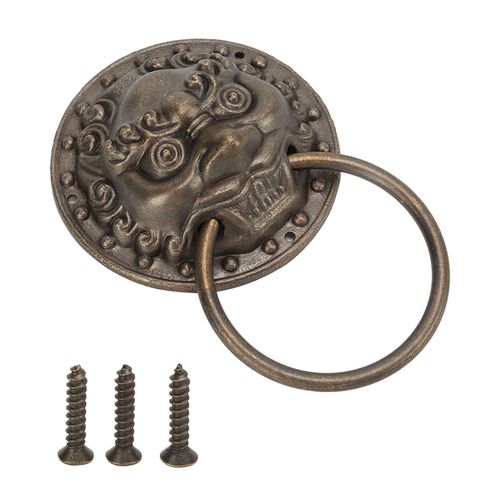 Heurtoir de porte antique resistant a la corrosion, tete de bete retro, anneaux de traction de porte antiques en bronze pour armoires, boites en bois