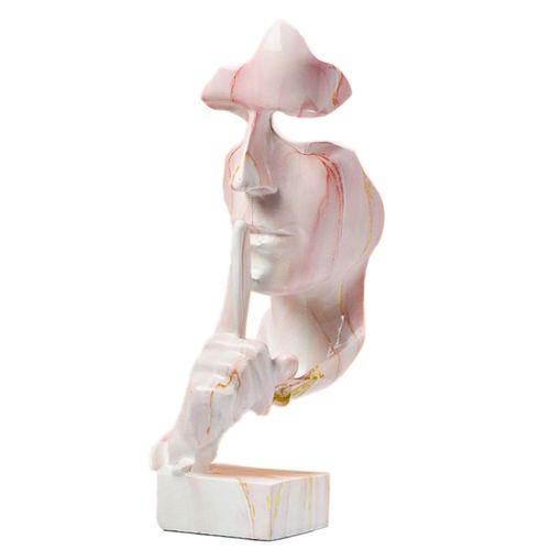 Statue de penseur en resine synthetique compacte et attrayante, forme vive, decoration silencieuse doree, figurine pour la maison, or rose