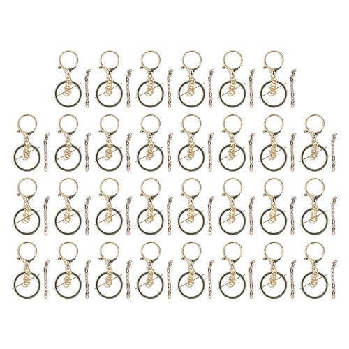 Kit De 30 Anneaux Porte-Cles En Metal, Ensemble De Chaines, Pendentifs Artisanaux, Bijoux Pour Bricolage, Fournitures De Porte-Cles, Or