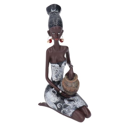 Statue africaine de style tribu africaine, aspect realiste, resine durable, couleurs vives, statue de femme africaine pour voiture de bureau