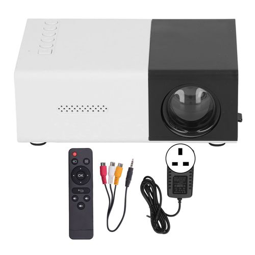 Mini projecteur avec haut-parleurs integres, imagerie par reflexion diffuse, noir, 1080p, projecteur de cinema portable, 100-240 V, prise britannique