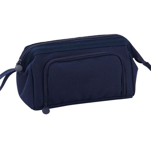 Trousse a crayons de type navire avec fenetre, grande capacite, fermeture eclair double couche, trousse a crayons portable pour enfants, bleu marine