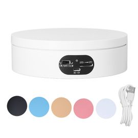 Presentoir rotatif blanc silencieux motorise a 360 degres, plateau tournant automatique pour photographie, affichage de bijoux