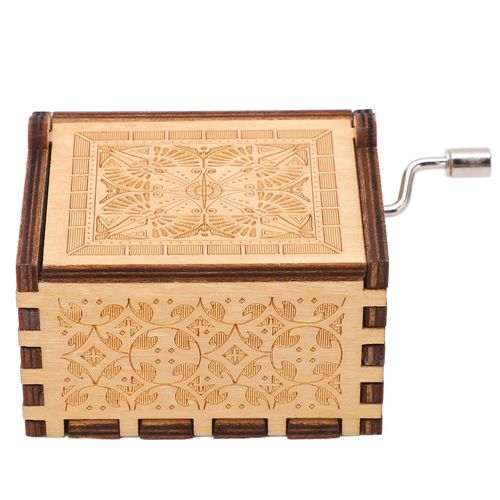 Boite a musique en bois, style retro classique, manivelle, durable, en bois et metal, pour la maison, le bureau ou la voiture