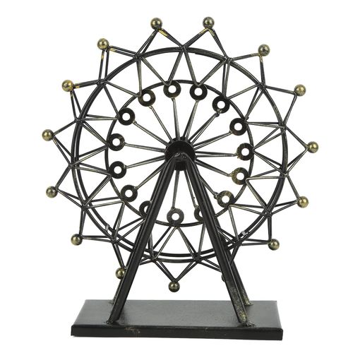 Grande roue retro en fer forge, modele bronze mat, base ronde, decoration de bureau pour la maison et le bureau