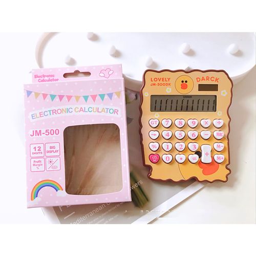 Calculatrice de bureau a energie solaire, jolie calculatrice portable a 12 chiffres, style dessin anime, pour etudiantes et filles, canard