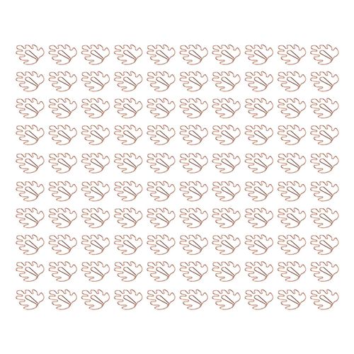 Lot De 100 Trombones Metalliques Galvanises, Couleur Or Rose, Antiderapants, Avec Boite De Rangement, Pour Classement Des Fichiers, Motif Feuille De Tortue